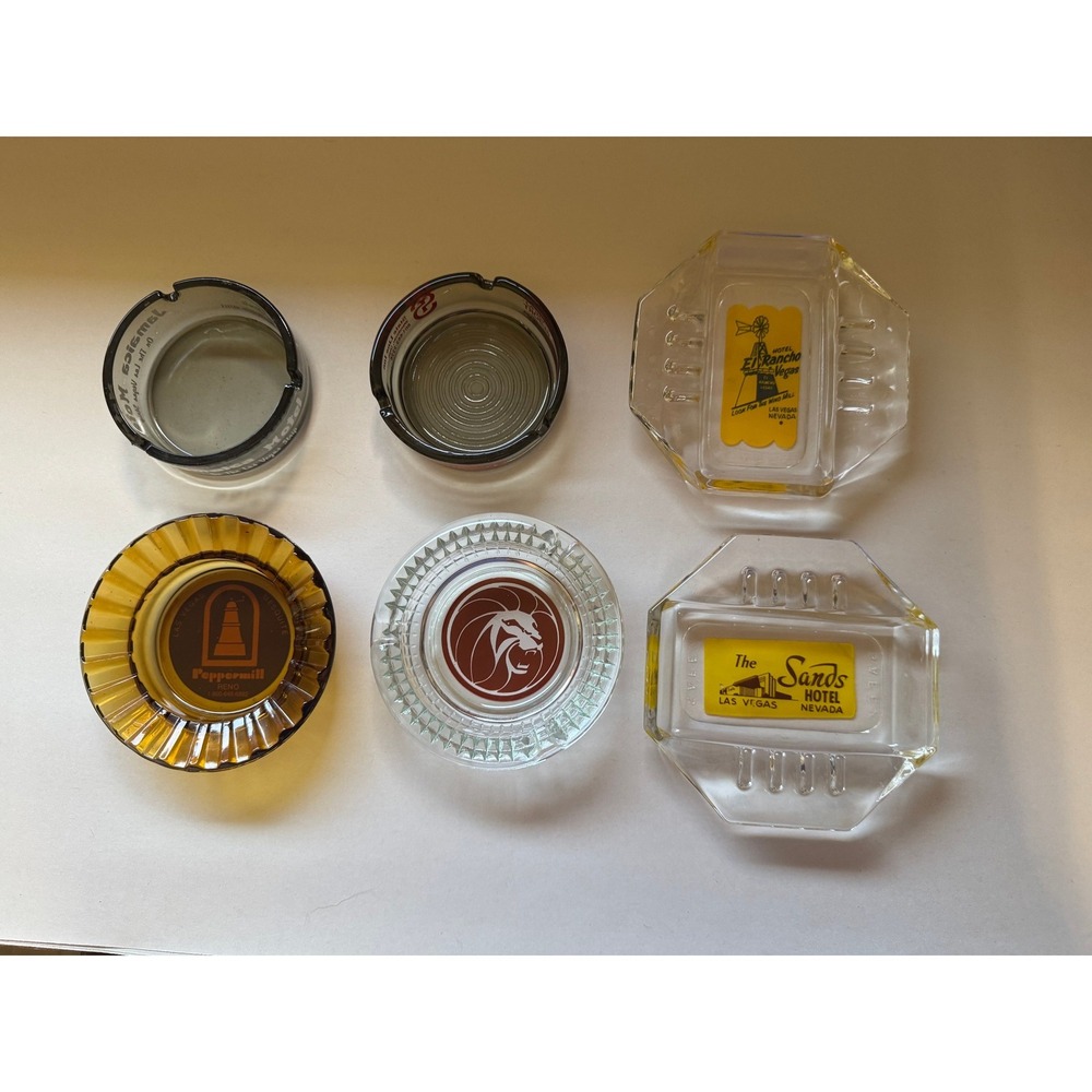 Vintage Las Vegas Casino Hotel Glass Ashtray Lot Sands El Rancho Peppermill - Picture 1 of 16